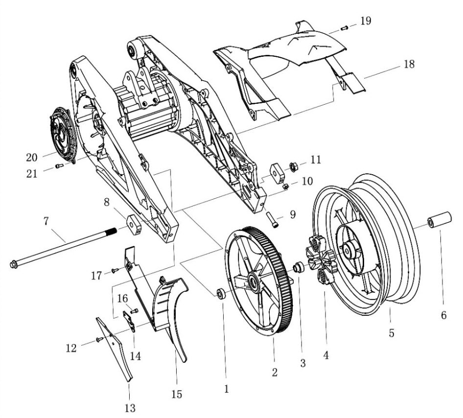 2000W-2500W BLDC Motor Swing Assembly for electric